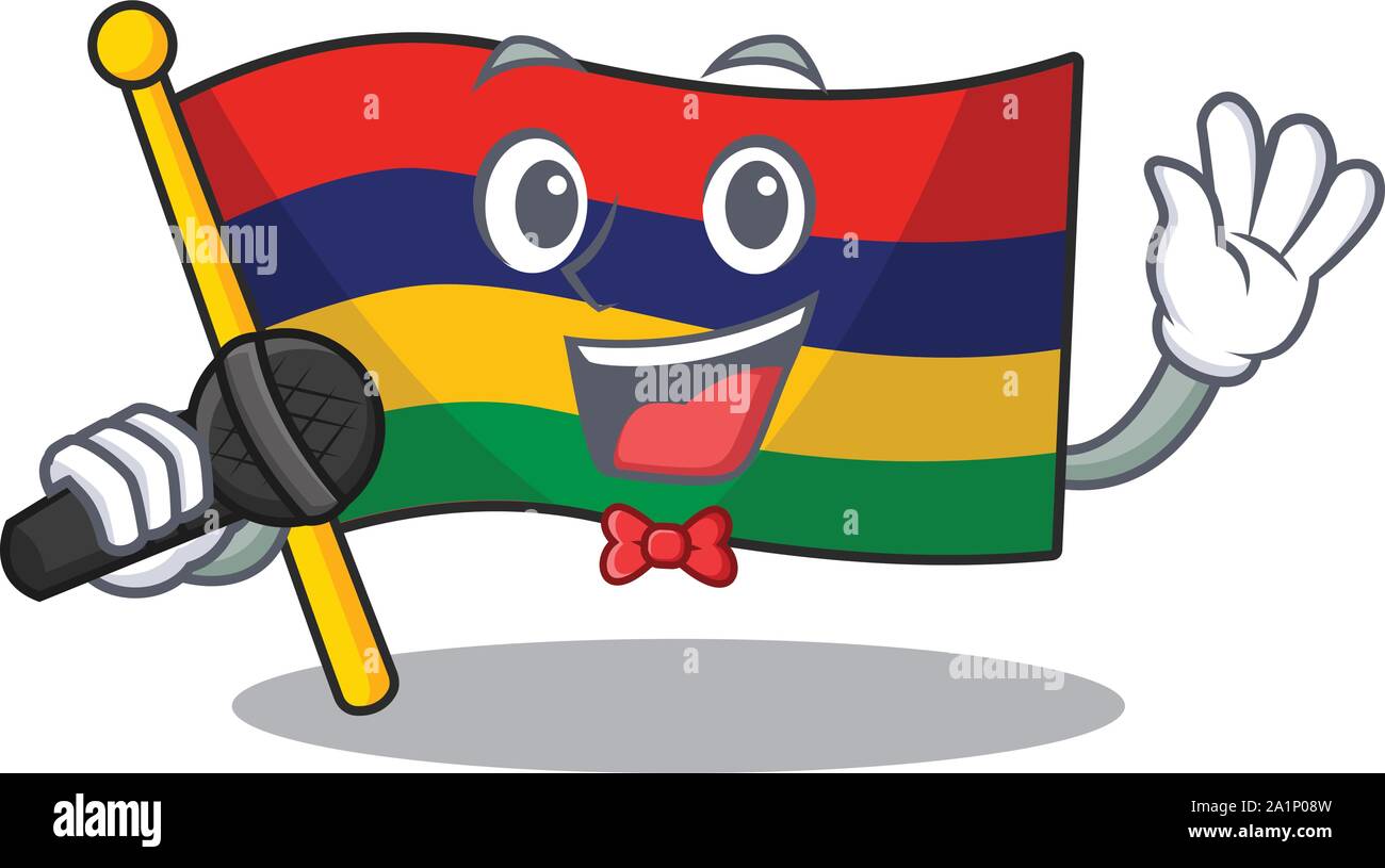 Singen Flagge Mauritius in Mascot Schrank aufbewahrt Stock Vektor