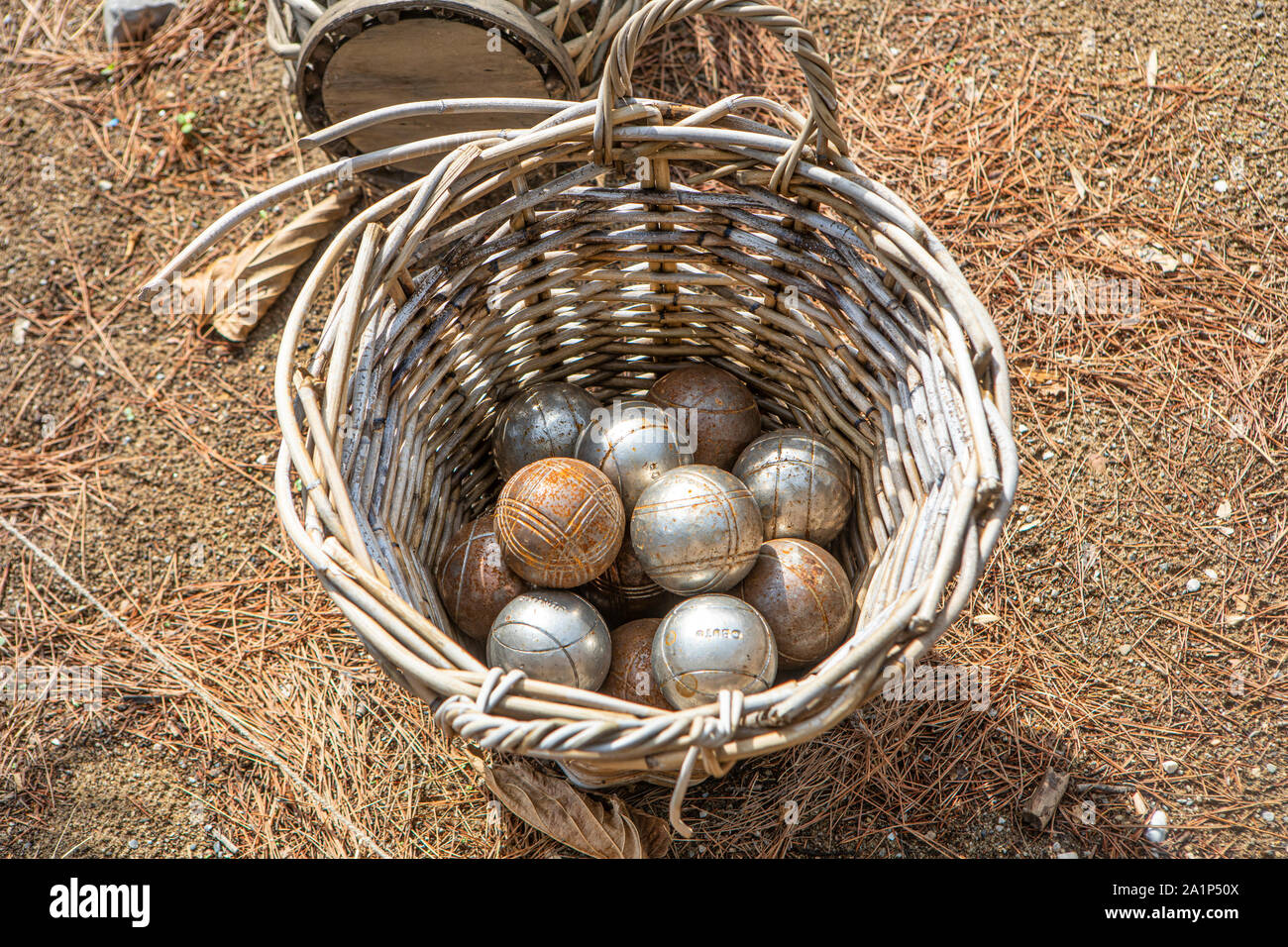 Ein Korb mit Boule Stockfoto