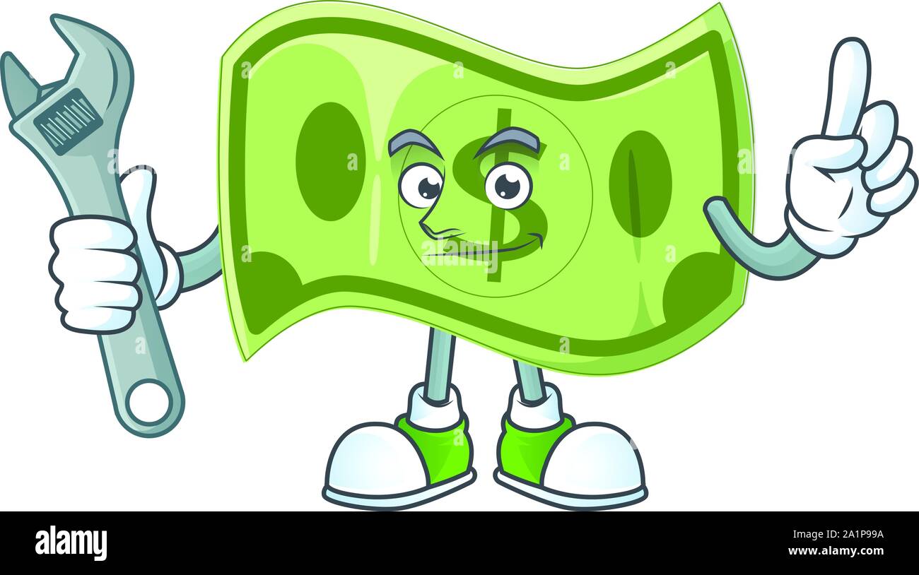 Mechaniker Papiergeld Dollar für Preis profitieren. Stock Vektor