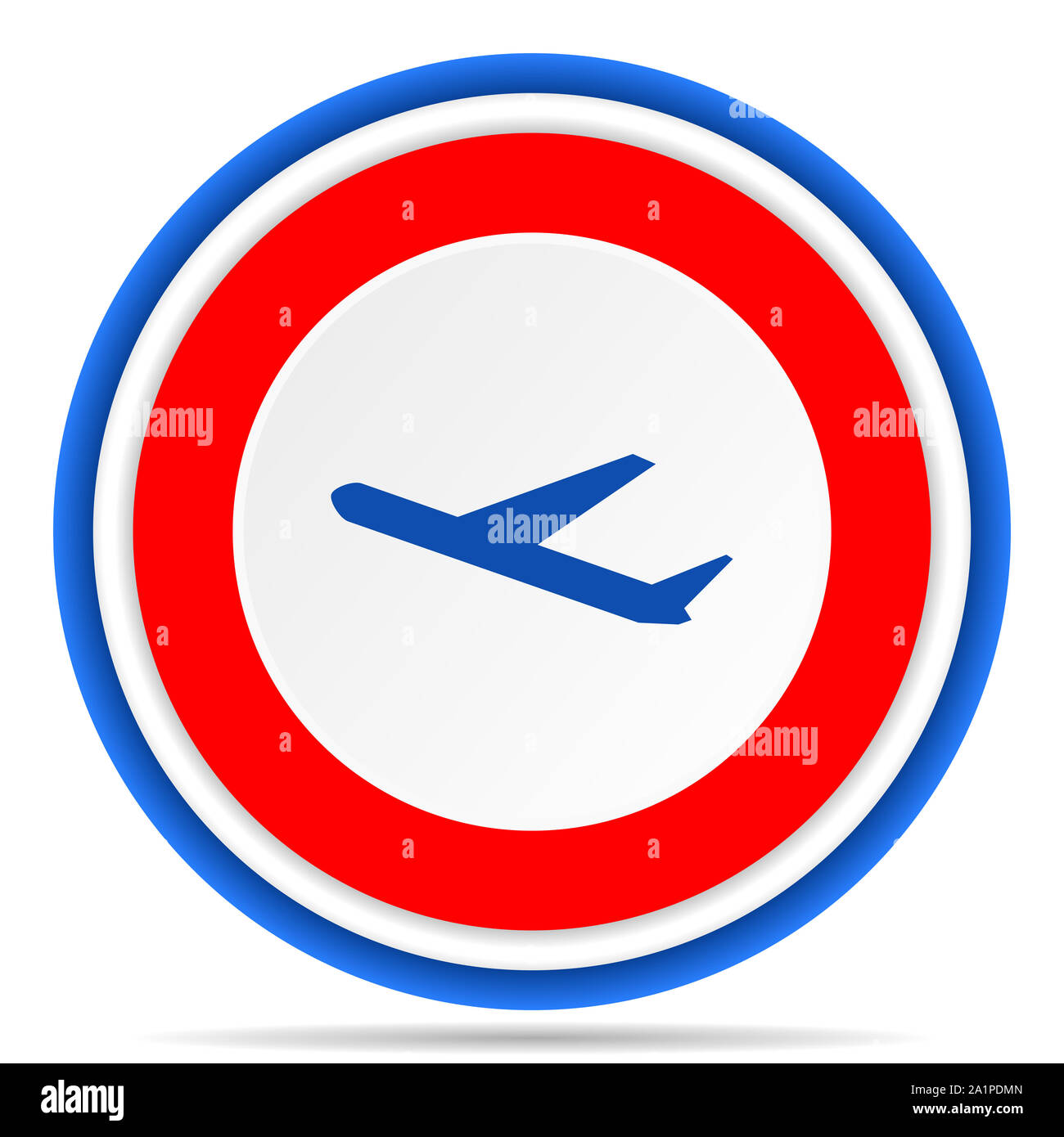 Abflüge runden Symbol, Rot, Blau und Weiß französisches Design Illustration für Web, Internet und mobile Anwendungen Stockfoto