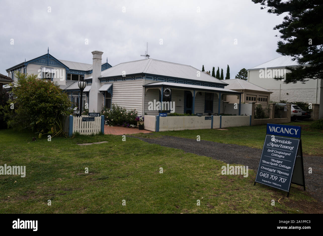 Ein Pionier in Homestead, einem der 50 Gebäude durch Irische Siedler in einem kleinen Küstenort Port Fairy der Walfang und Robbenjagd sta gebaut Stockfoto