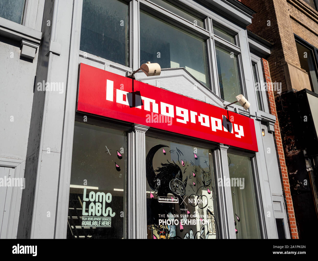 Trendige fotografie Shop in der Innenstadt von New York City, jetzt geschlossen. Stockfoto