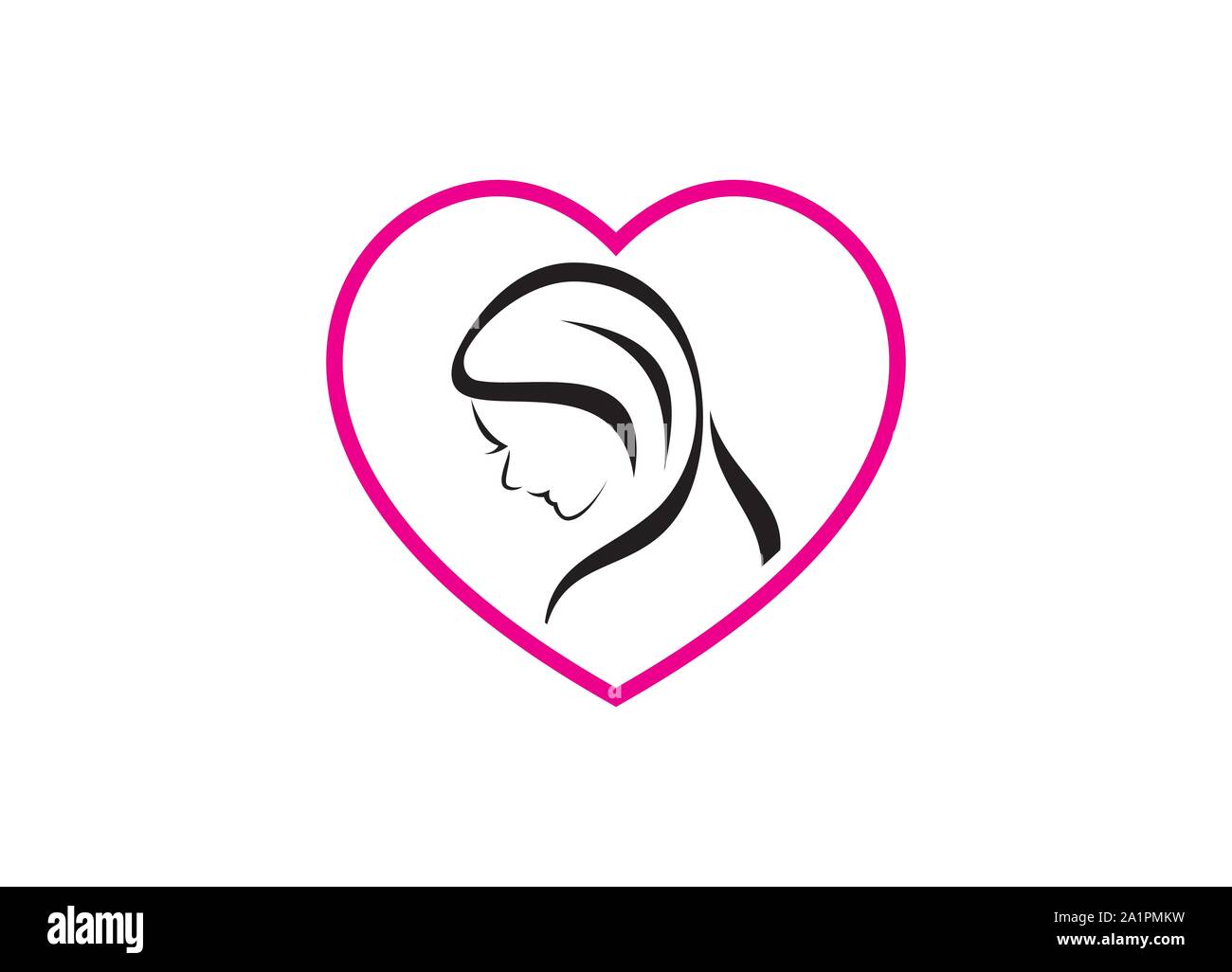 Mutter Herz Form Logo Design vector Template. Symbol "Motherlove, Logos der Mutterschaft, Mama Herz Liebe logo, Mutter und Baby stilisierte Vektor Symbol, Stock Vektor