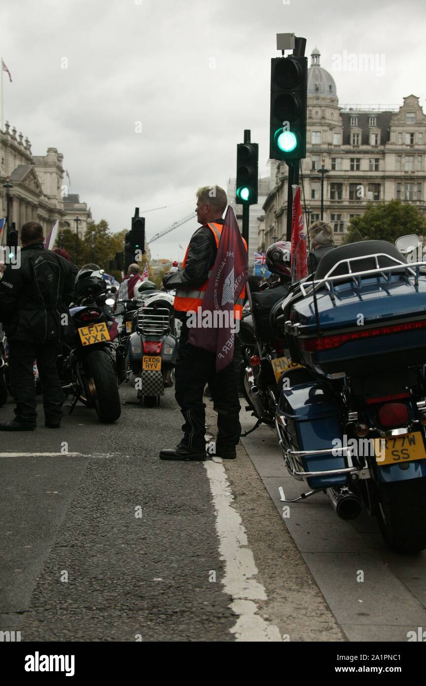 Betrieb Zulu Biker & Veteranen Protest in Parliament Square, London, UK. Stockfoto