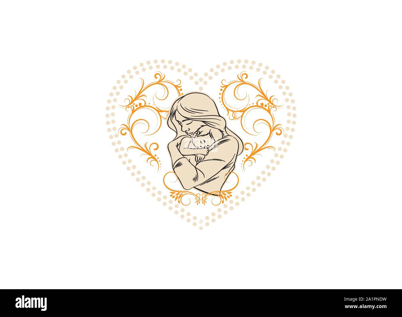 Mutter Herz Form Logo Design vector Template. Symbol "Motherlove, Logos der Mutterschaft, Mama Herz Liebe logo, Mutter und Baby stilisierte Vektor Symbol, Stock Vektor