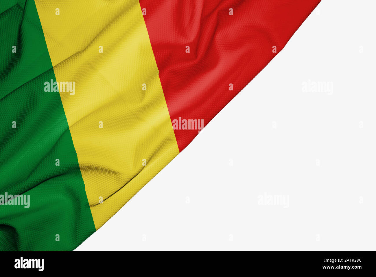 Republik Kongo Flagge von Gewebe mit Copyspace für Ihren Text auf weißem Hintergrund Stockfoto