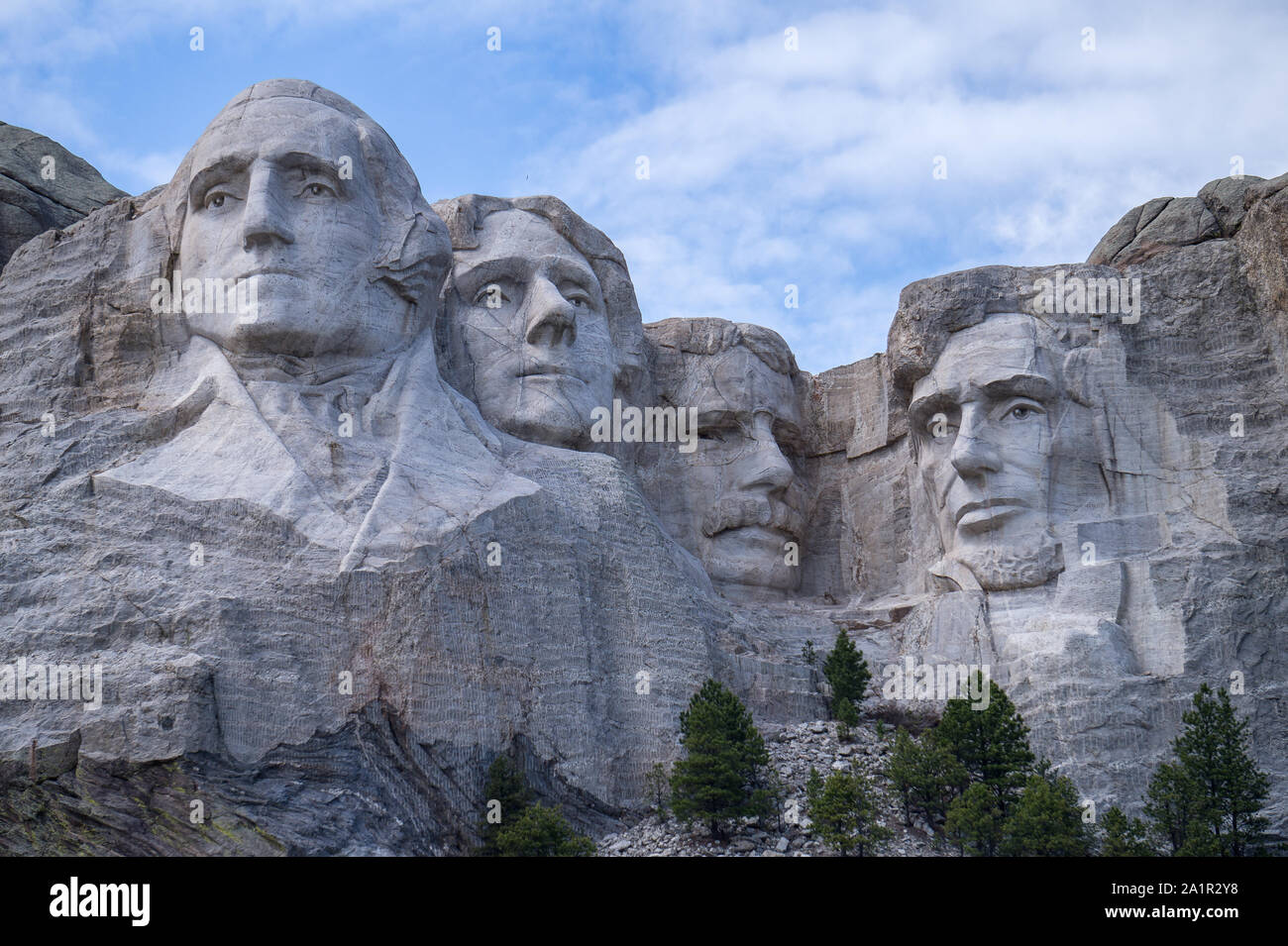Nahaufnahme von Mount Rushmore National Memorial Stockfoto