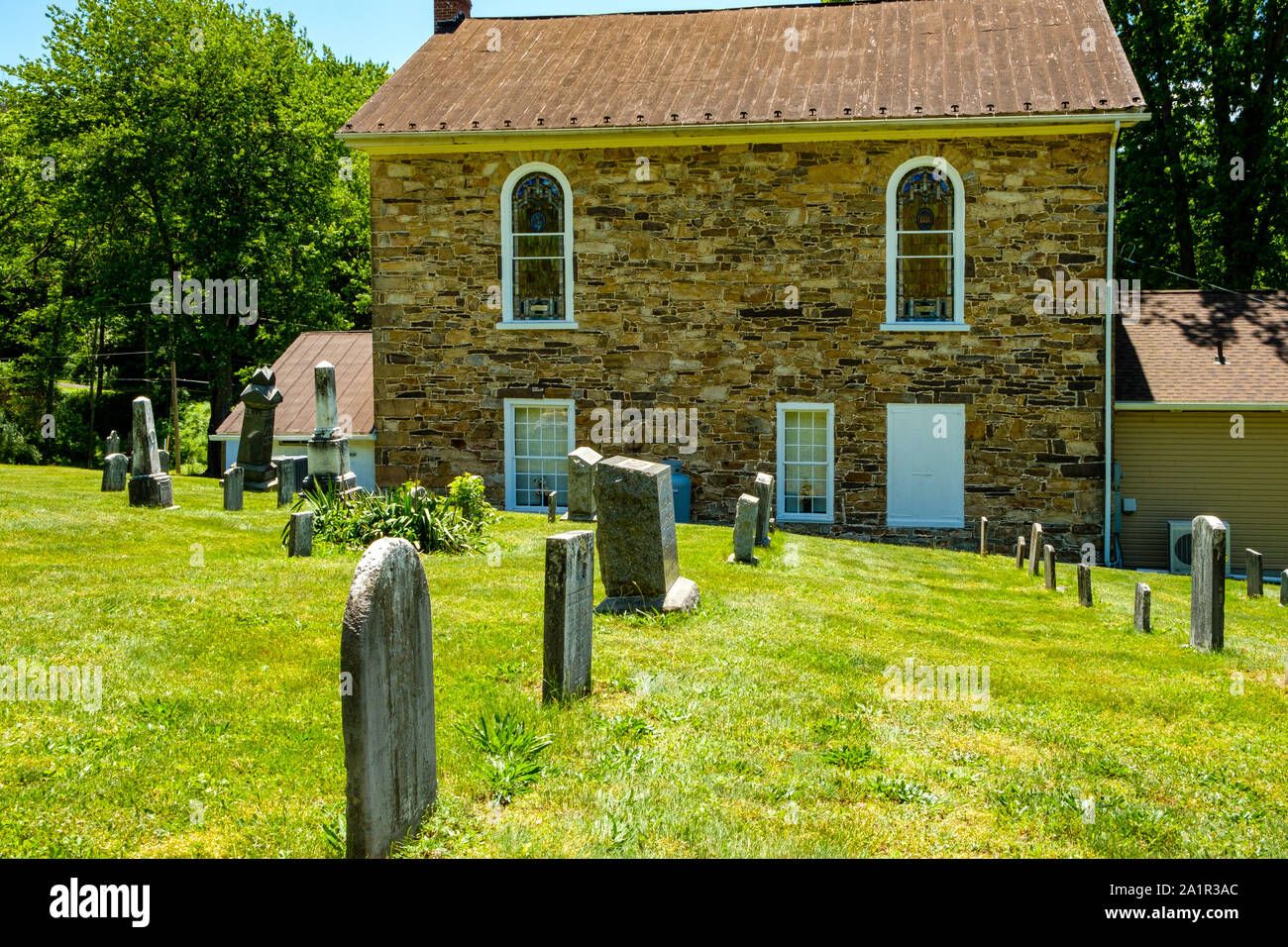 Zion steinerne Kirche (jetzt Eckstein Calvary Fellowship) 115 Forellen Lane, Rockefeller Township, Pennsylvania Stockfoto