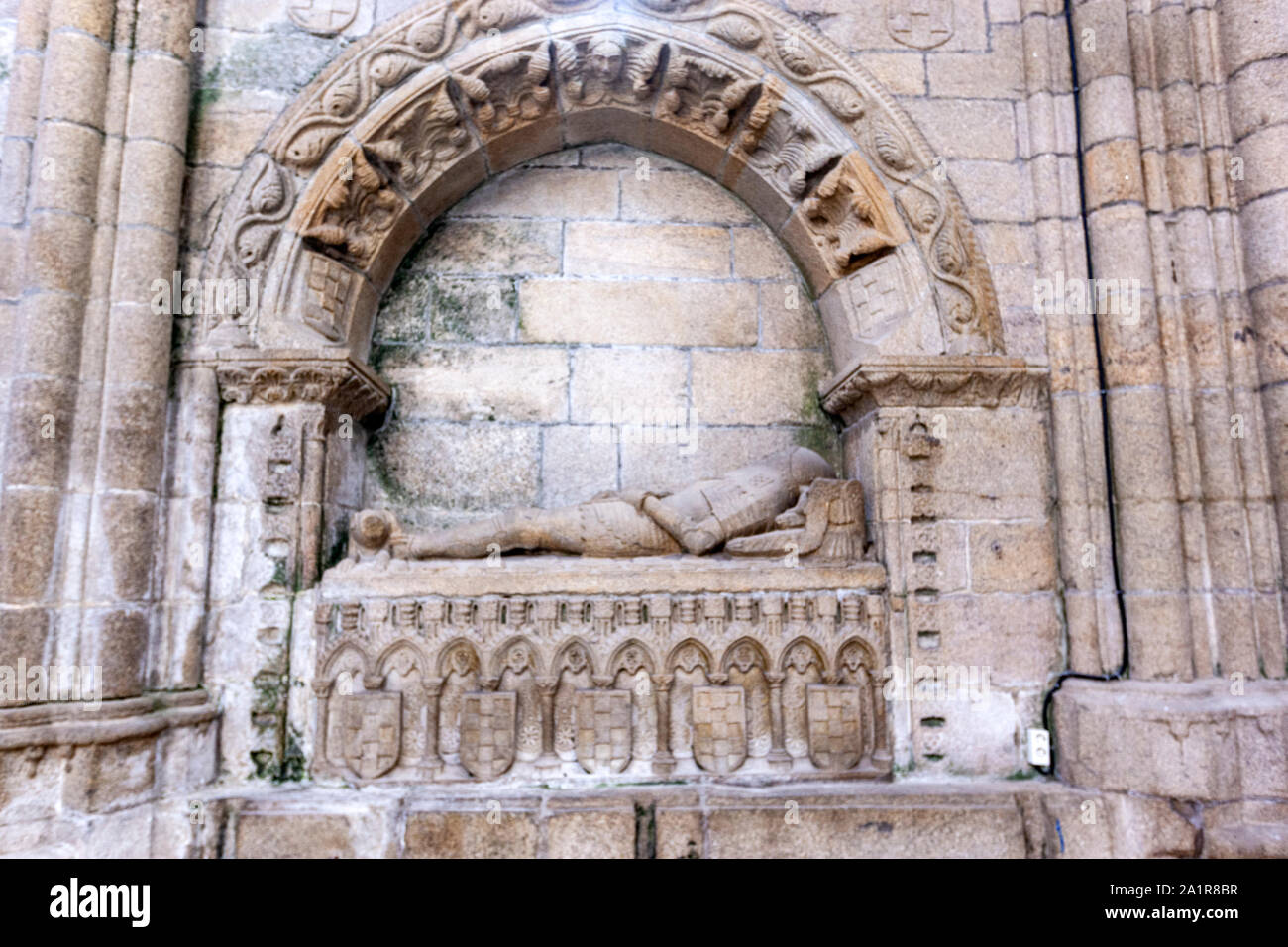 Grab Vasco Lopez de Ulloa, Kloster San Domingos de Bonaval Santiago de Compostela, Galicien, Spanien Stockfoto