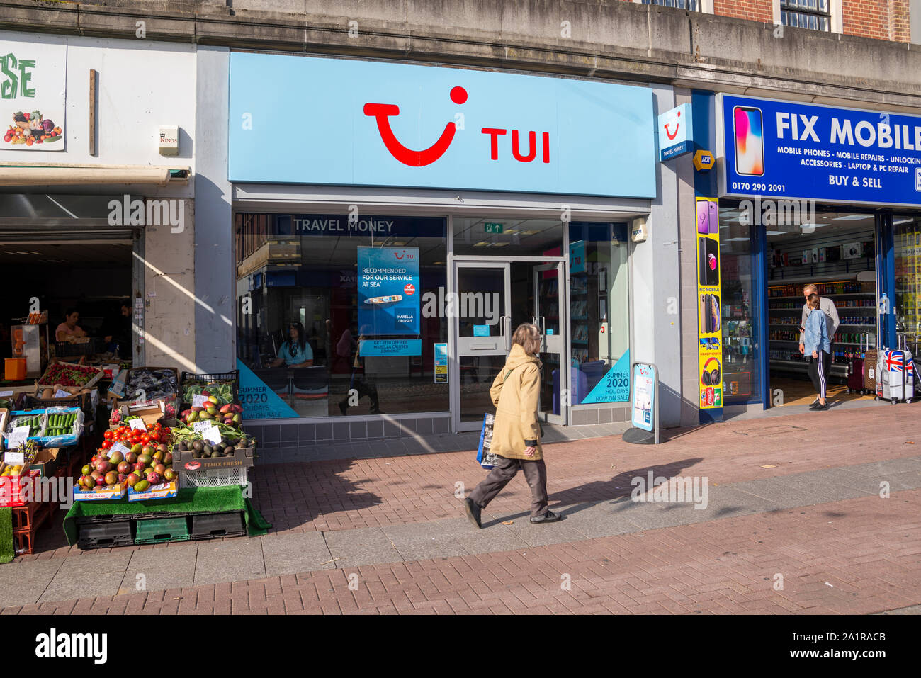 TUI-Geschäft für Reisebüros in High Street, Southend on Sea, Essex, Großbritannien. Küstenstadt. TUI AG, Reisebüro der Tui Group Stockfoto