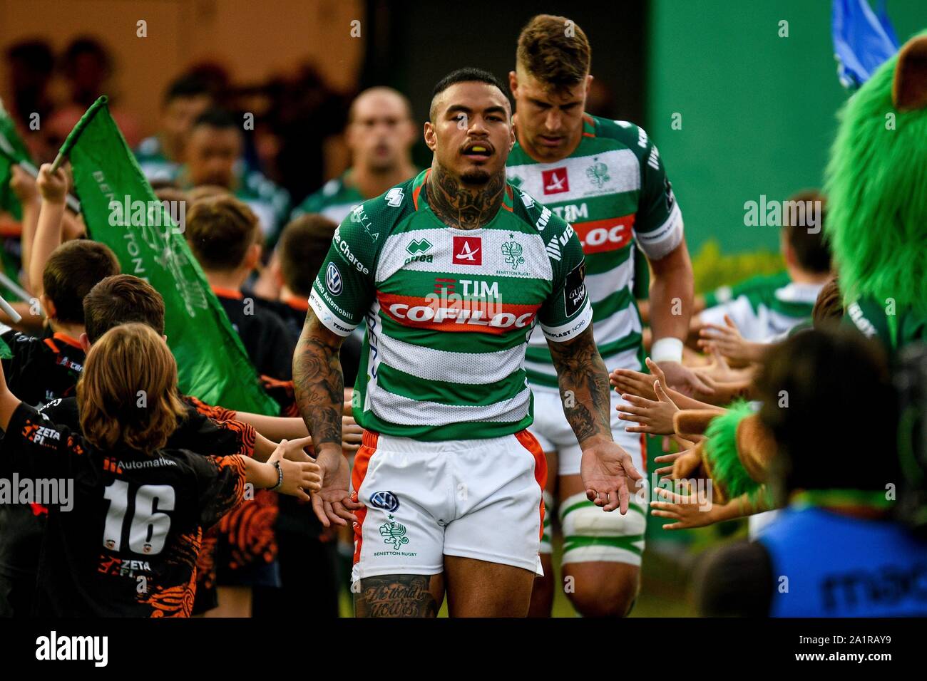 Treviso, Italien. 28 Sep, 2019. MONTY IOANE von Benetton Treviso bei Benetton Treviso Vs Leinster Rugby - Rugby Guinness Pro 14-Kredit: LPS/Ettore Griffoni/Alamy leben Nachrichten Stockfoto