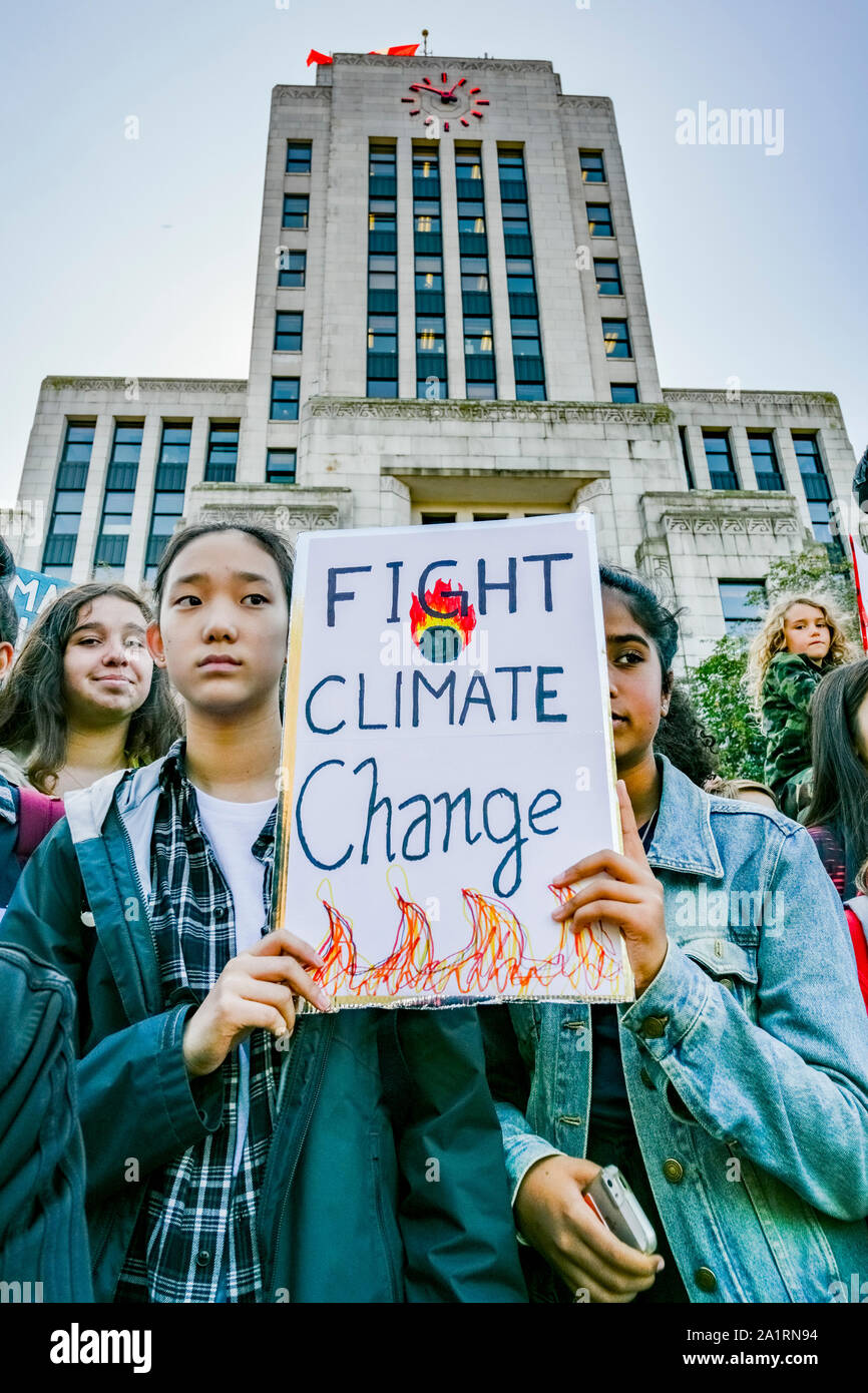 Sustainabiliteens, Jugend-led, das globale Klima Streik, Vancouver, British Columbia, Kanada Stockfoto