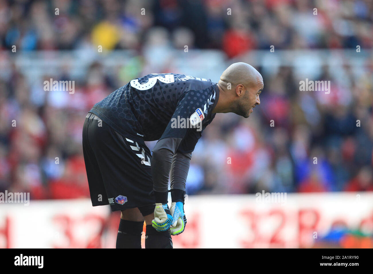 Middlesbrough, UK. 28. September 2019. Darren Randolph von Middlesbrough während der Sky Bet Championship Match zwischen Middlesbrough und Sheffield Mittwoch an der Riverside Stadium, Middlesbrough am Samstag, den 28. September 2019. (Credit: Mark Fletcher | MI Nachrichten) nur die redaktionelle Nutzung, eine Lizenz für die gewerbliche Nutzung Kreditkarte erforderlich: MI Nachrichten & Sport/Alamy leben Nachrichten Stockfoto