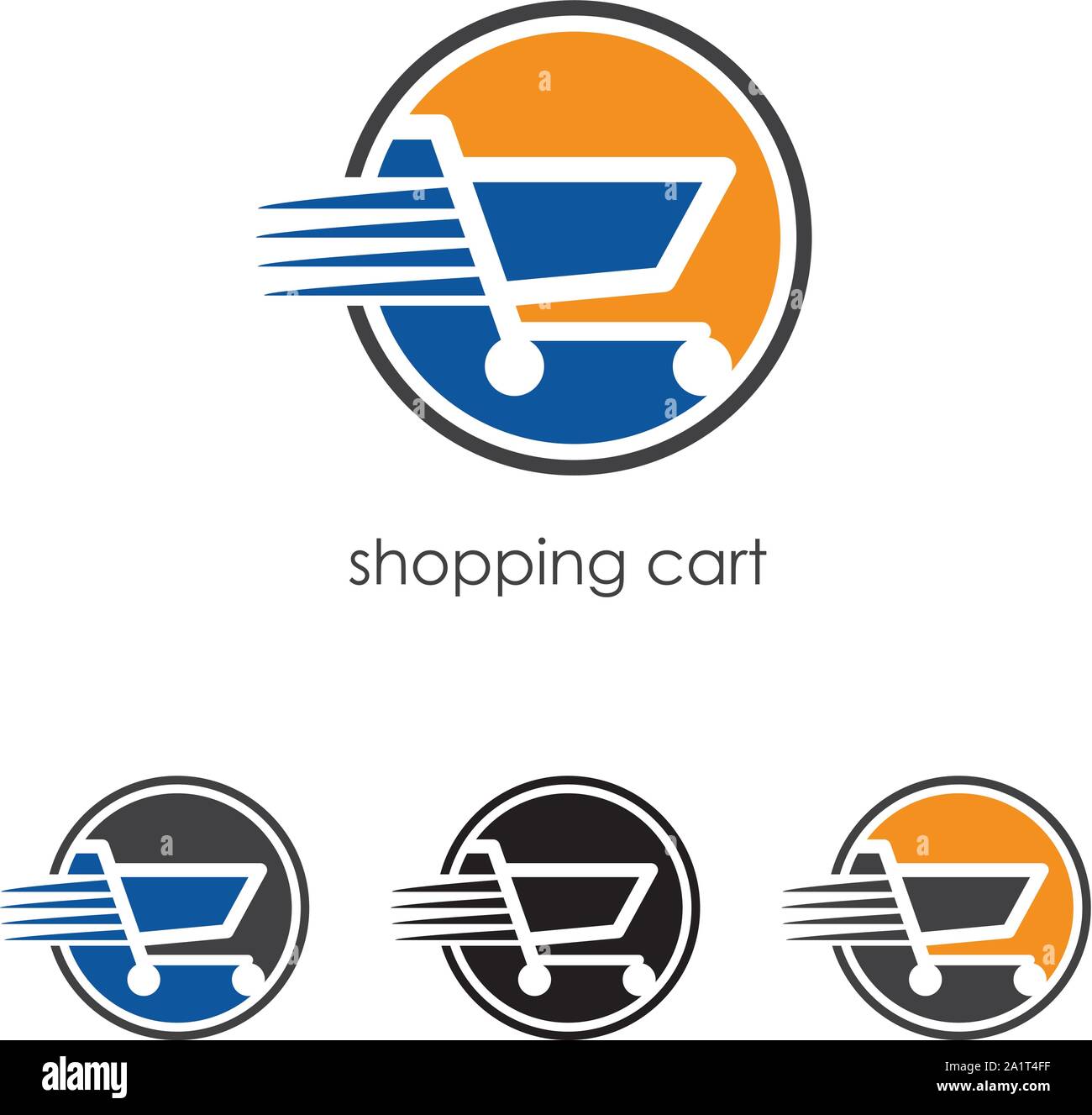 Shopping Logo Vorlage. Vorlage Logo für das Einkaufszentrum. Abstrakte farbenfrohe Warenkorb Symbol und Lächeln. App Shopping Logo. Stock Vektor