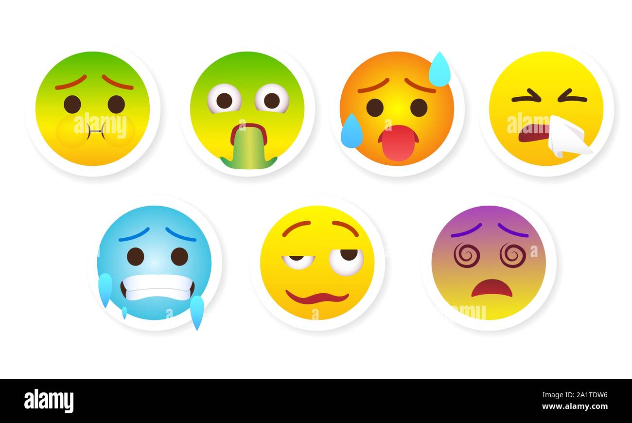 Satz Aufkleber Emotionen Vector Illustration Stock Vektor