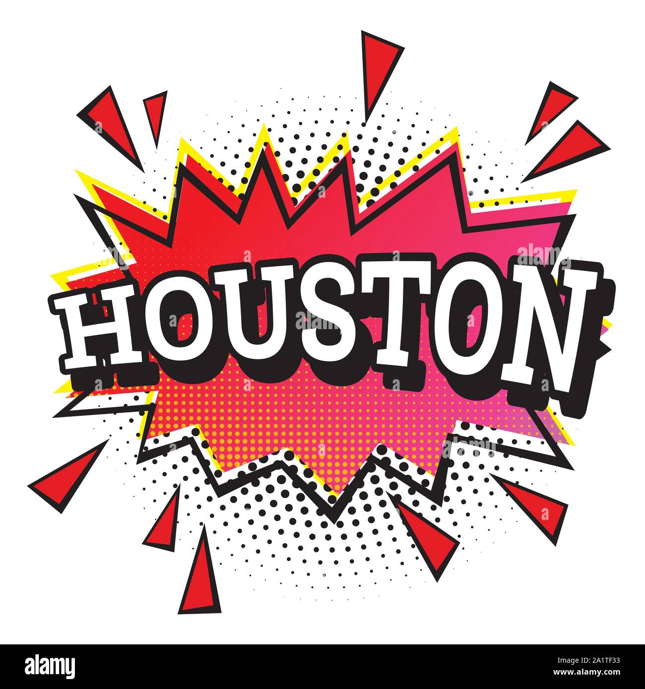 Houston Comic Text im Pop Art Stil isoliert auf weißem Hintergrund. Vector Illustration. Stock Vektor