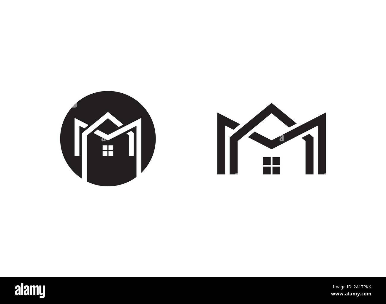 Minimalistische M Logo, Schreiben mark Logo mit Home Anmelden Stock Vektor