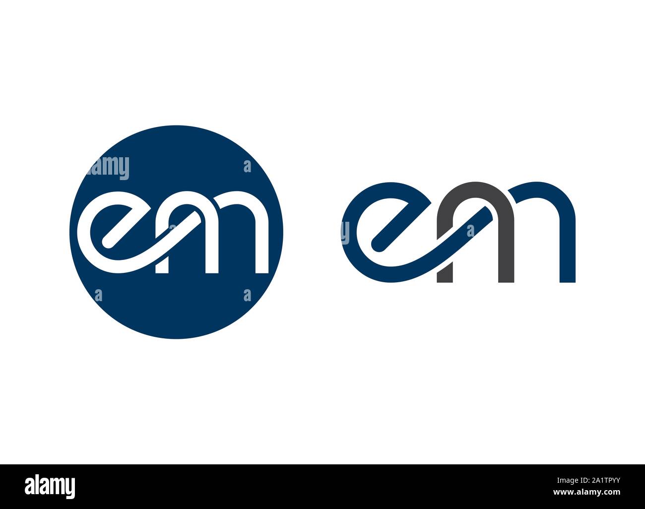 Schreiben EM-Logo, EM-Logo, Schreiben mark Logo Stock Vektor