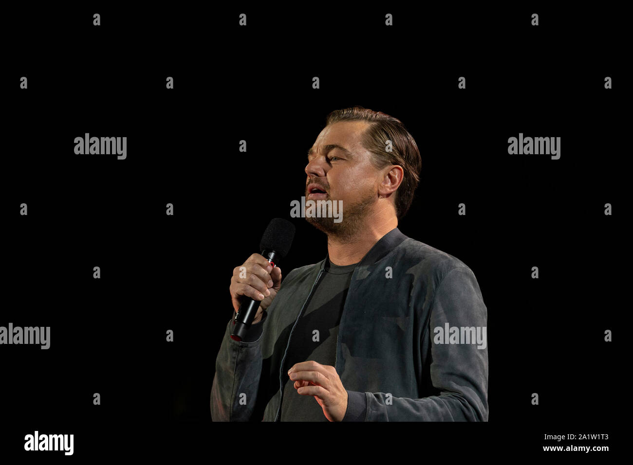 Leonardo DiCarpio spricht auf der Bühne während 2019 Global Citizen Festival am Central Park (Foto von Lew Radin/Pacific Press) Stockfoto