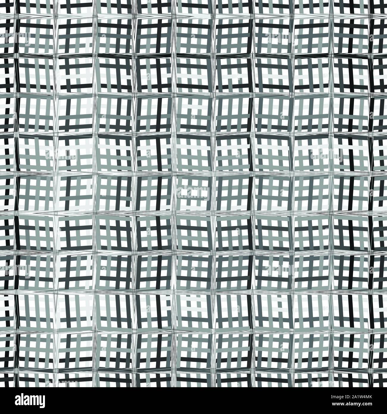 Komplizierte Graustufen geometrische Muster, die geometrische Struktur der asymmetrischen, dichten Leitungen mit Sturz, Webart Wirkung. Gekreuzt, Schneiden wellig, Zick-zack s Stock Vektor