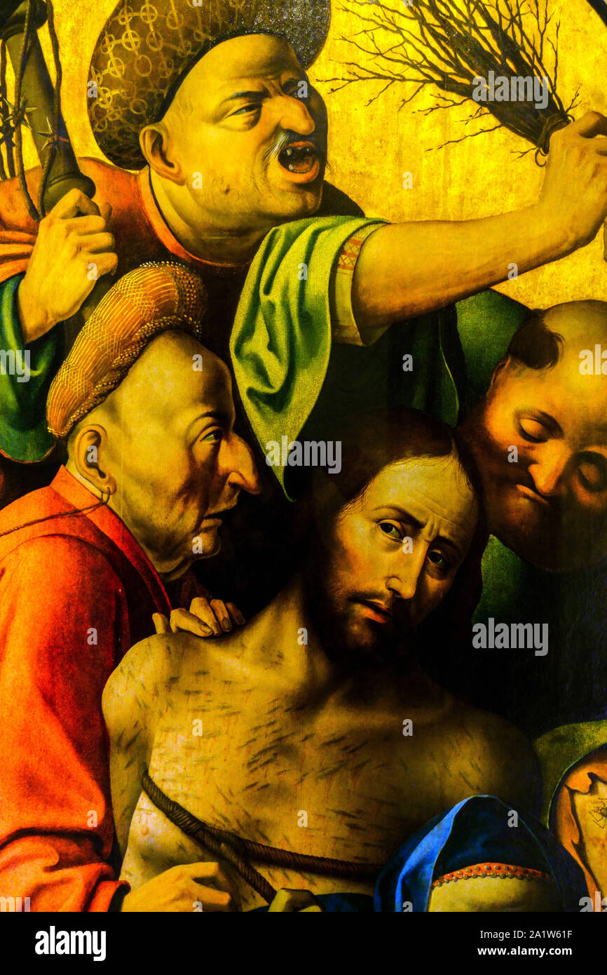 Valencia das Museo de Bellas Artes in Valencia: Hieronymus Bosch Triptychon der Passion, detail Ausschnitt Stockfoto