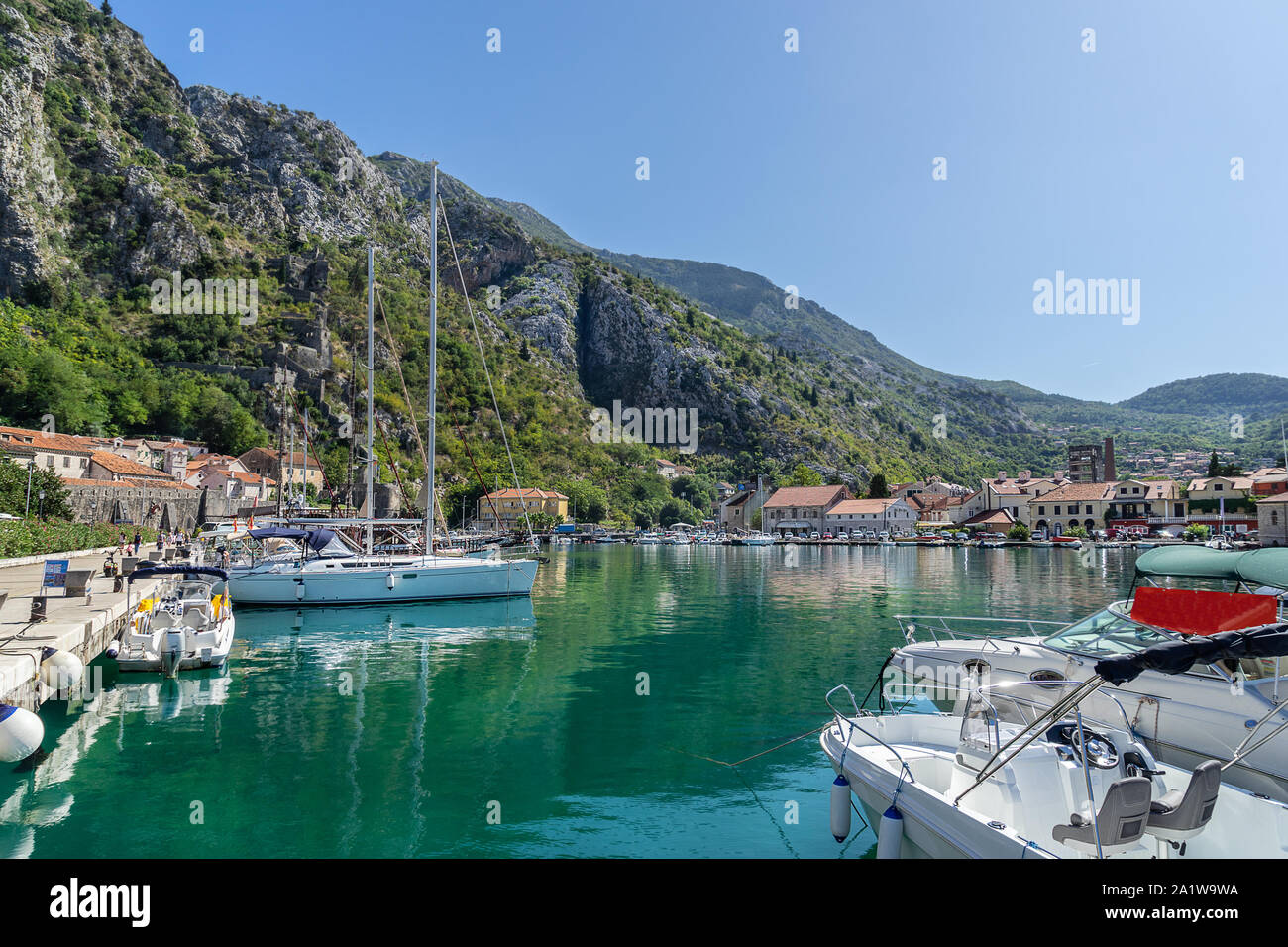 Kotor Marina in die Bucht von Kotor Montenegro Stockfoto