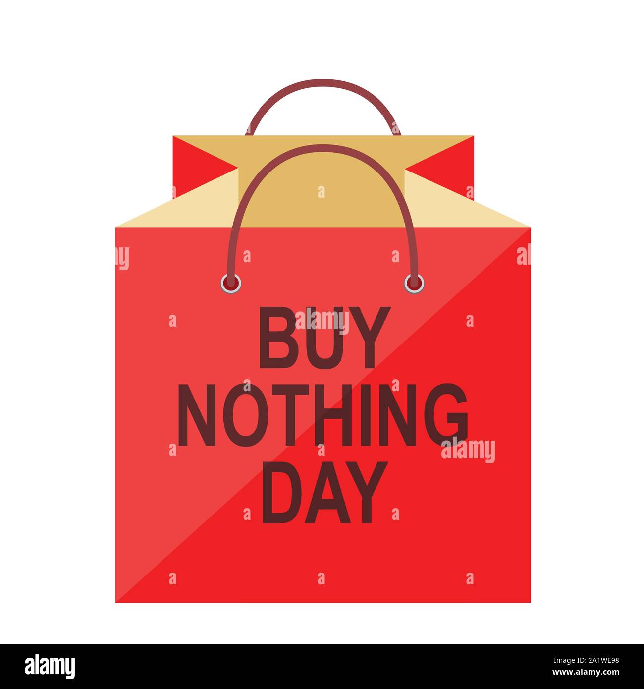 Buy Nothing Day. Konzept der Verweigerung der Käufe während des Tages in Form eines Pakets. Isolierte Vector Illustration auf weißem Hintergrund. Stock Vektor