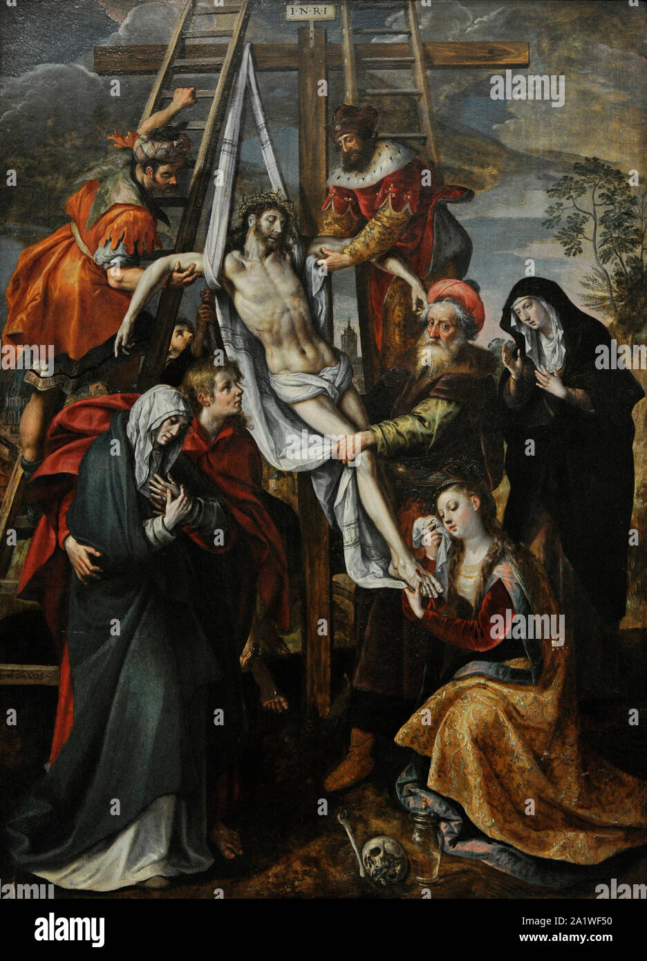Maarten de Vos (1532-1603). Flämische Maler. Der Abstieg vom Kreuz. San Fernando Königliche Akademie der Schönen Künste in Madrid. Spanien. Stockfoto