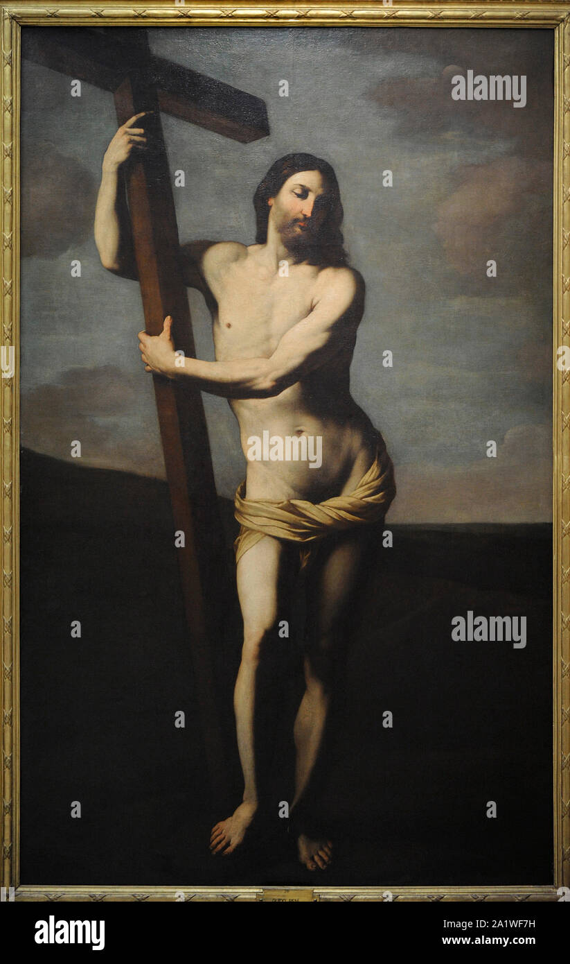 Guido Reni (1575-1642). Italienischer Maler. Christus mit dem Kreuz, 1610-1620. San Fernando Königliche Akademie der Schönen Künste in Madrid. Spanien. Stockfoto