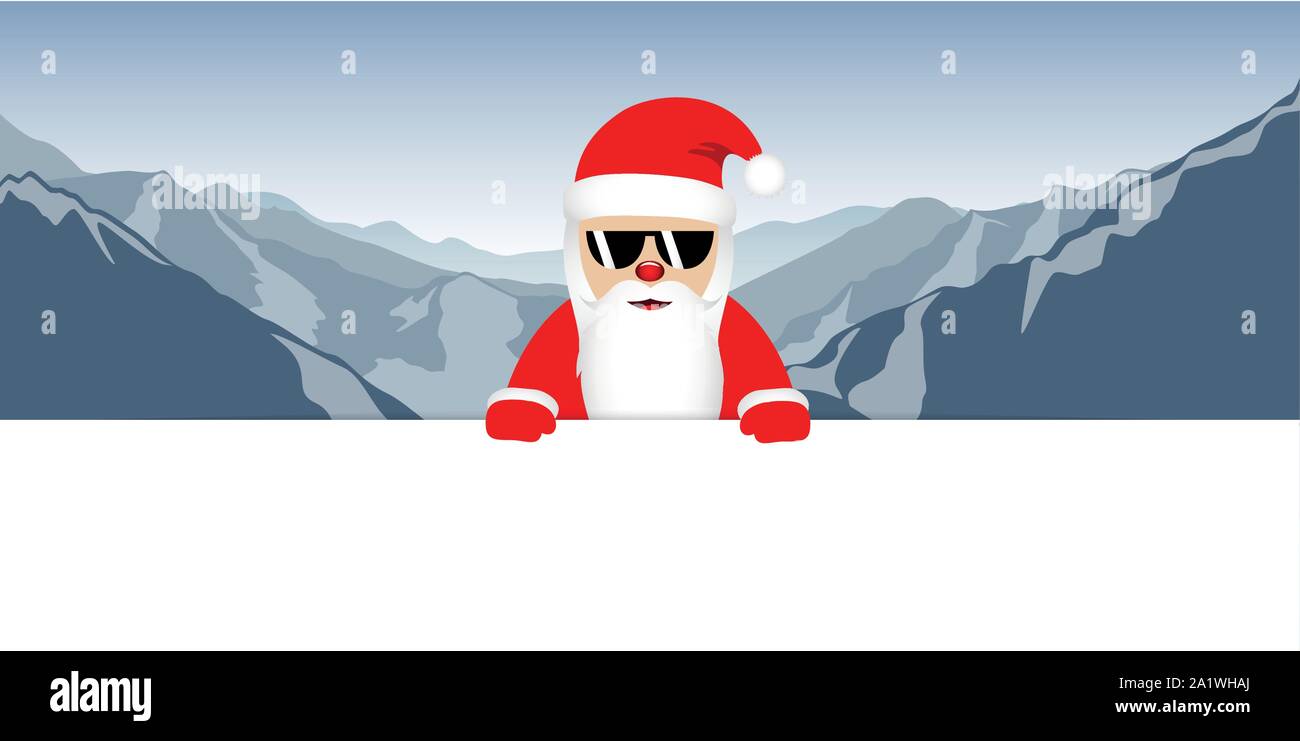 Cool Santa Claus mit Brille auf dem Berg Hintergrund Vektor-illustration EPS 10. Stock Vektor