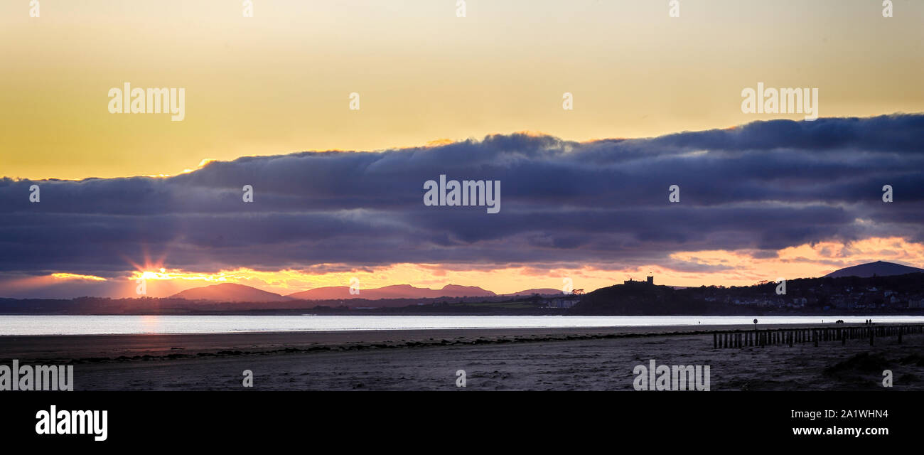 Sonnenuntergang über Black Rock Sands Stockfoto