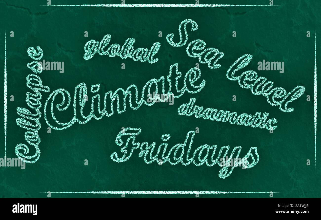 Klimawandel protest Banner auf eine Tafel geschrieben Stockfoto