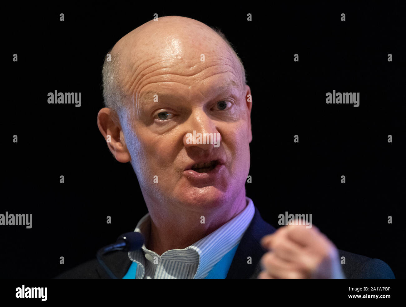 Manchester, Großbritannien. 29. September 2019. Herr David Willetts, Präsident von Beirat und Intergenerationellen Zentrum, Auflösung Foundation, spricht bei einer Auflösung Stiftung fringe Veranstaltung "Die Zukunft des Konservatismus: Wie jüngere Wähler zurück zu gewinnen", am ersten Tag des dem Parteitag der Konservativen in Manchester. © Russell Hart/Alamy Leben Nachrichten. Stockfoto