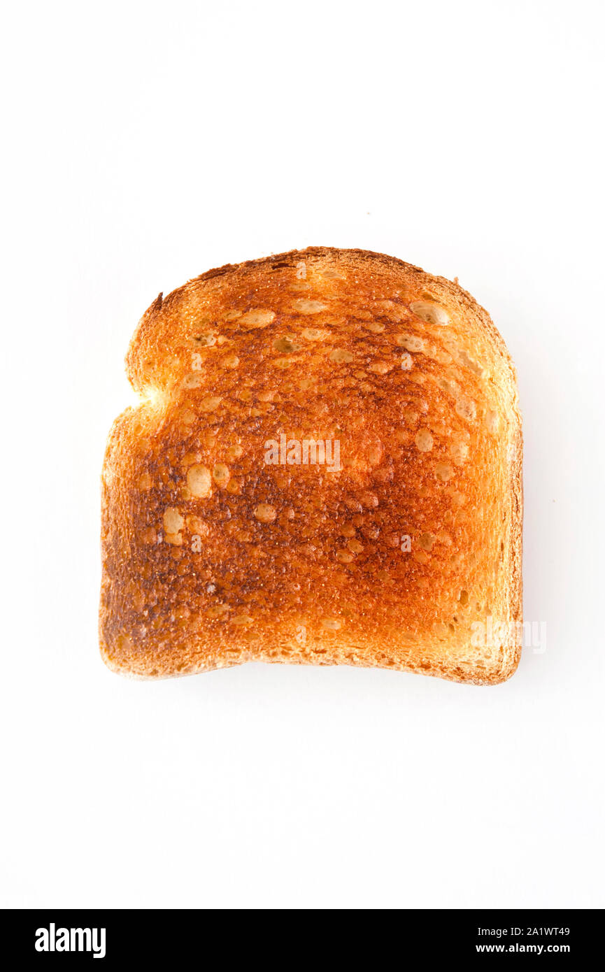 Eine Scheibe Toast Brot brüniert, isoliert Stockfoto