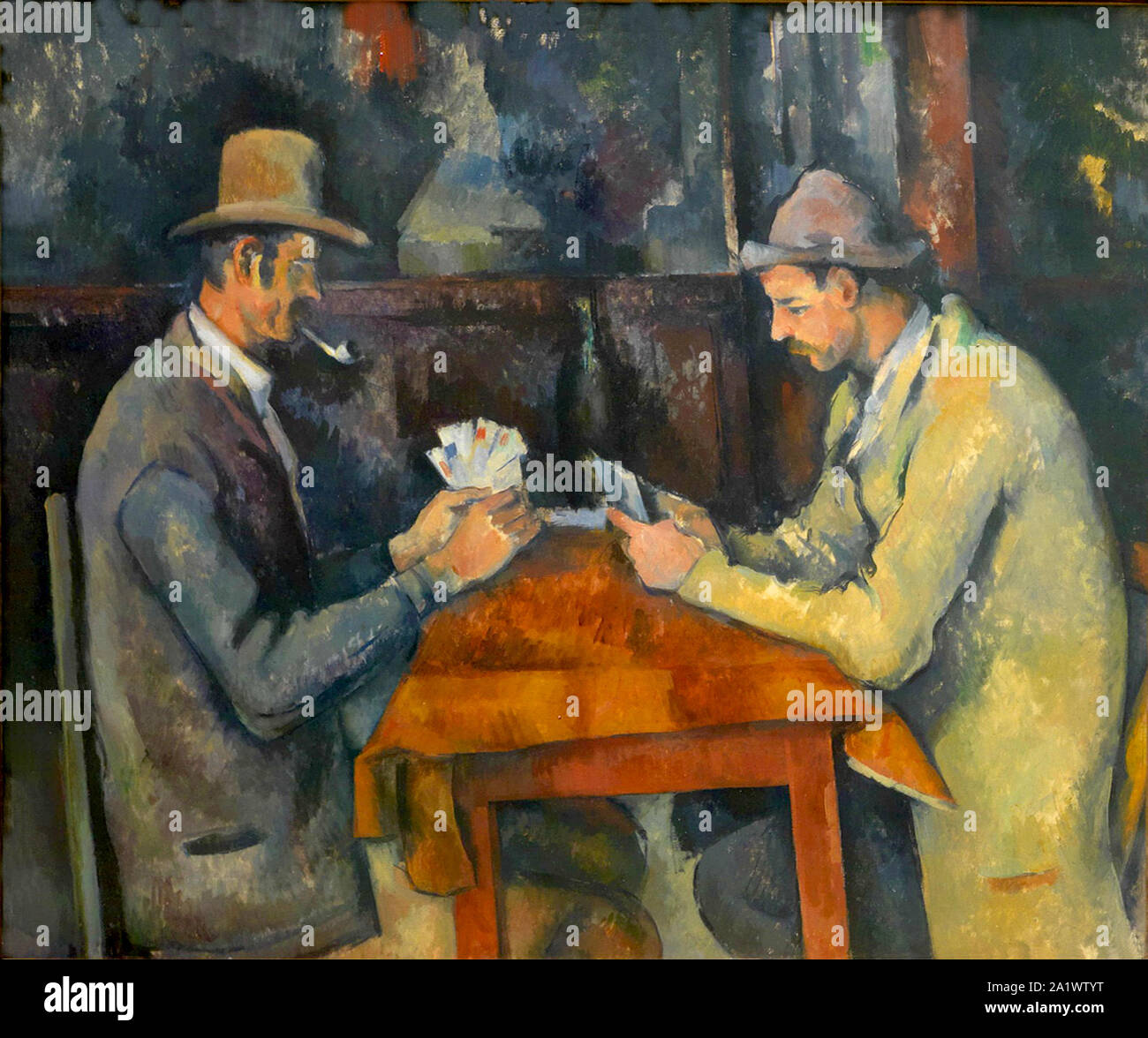 Les Joueurs de cartes Die Karte (Spieler), von Paul Cézanne Stockfoto