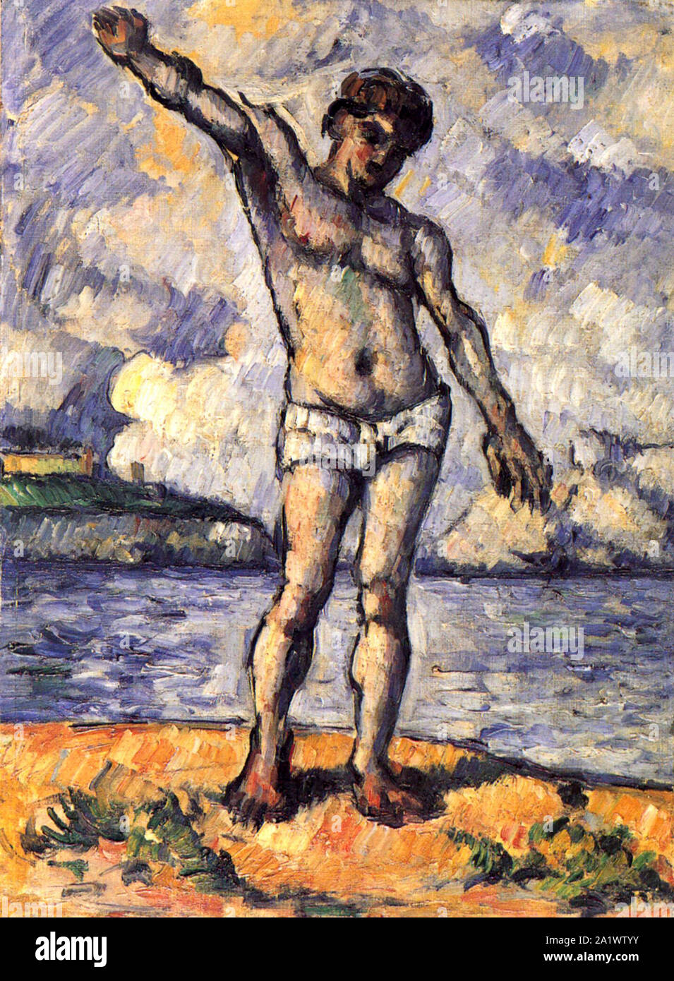 Mann stand, Arme, von Paul Cézanne Stockfoto