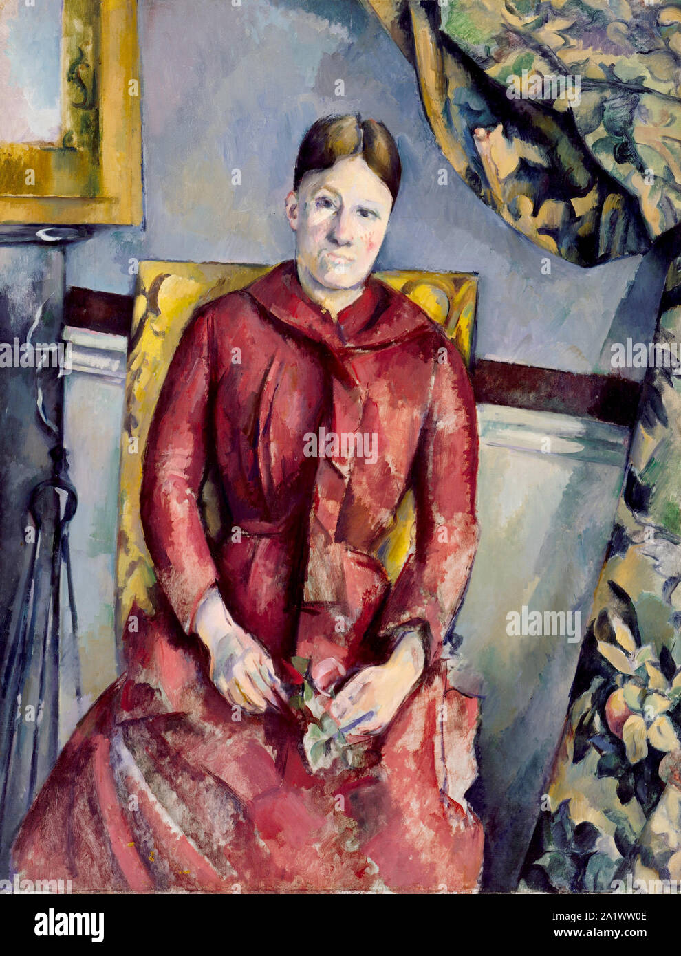 Madame Cézanne in einem roten Kleid von Paul Cézanne Stockfoto