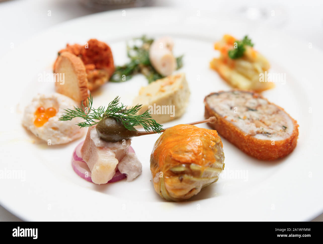 Türkische fisch Snack auf Platte, close-up Stockfoto