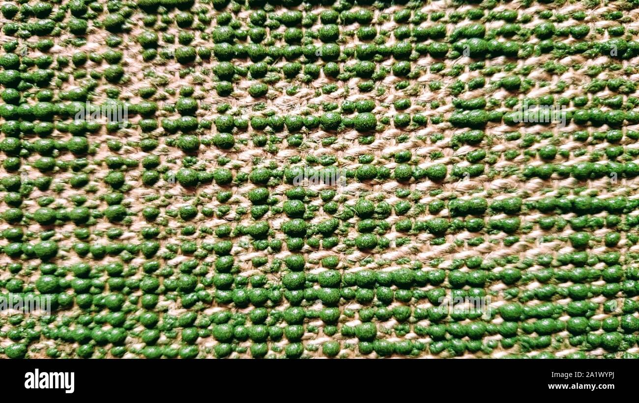 Yogamatte mit Jute Textur grüne Farbe Muster Stockfoto