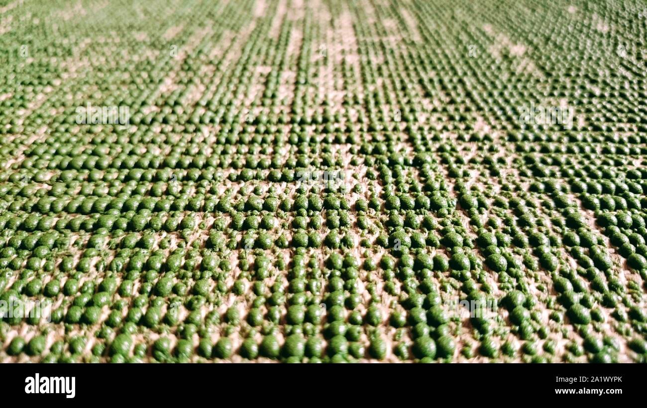 Yogamatte mit Jute Textur grüne Farbe Muster Stockfoto