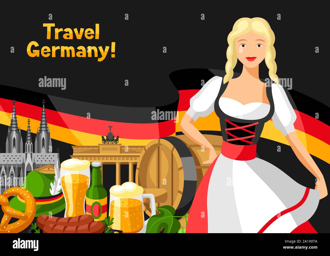 Deutschen Hintergrund Design. Deutschland nationale traditionelle Symbole. Stock Vektor