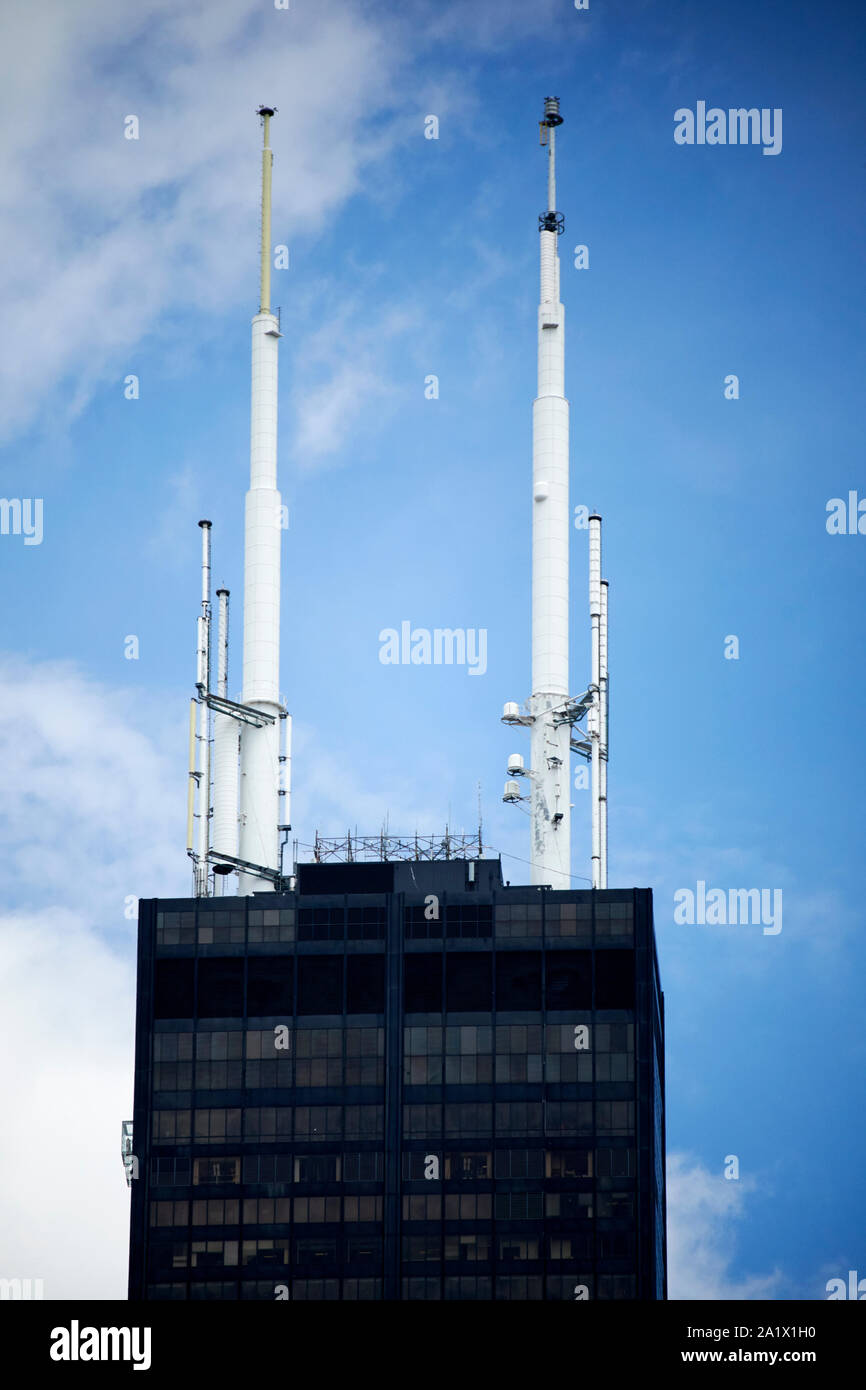 Tv- und FM-Rundfunk Anlage Antennen auf der Oberseite des Willis Tower in Chicago Illinois Vereinigte Staaten von Amerika Stockfoto