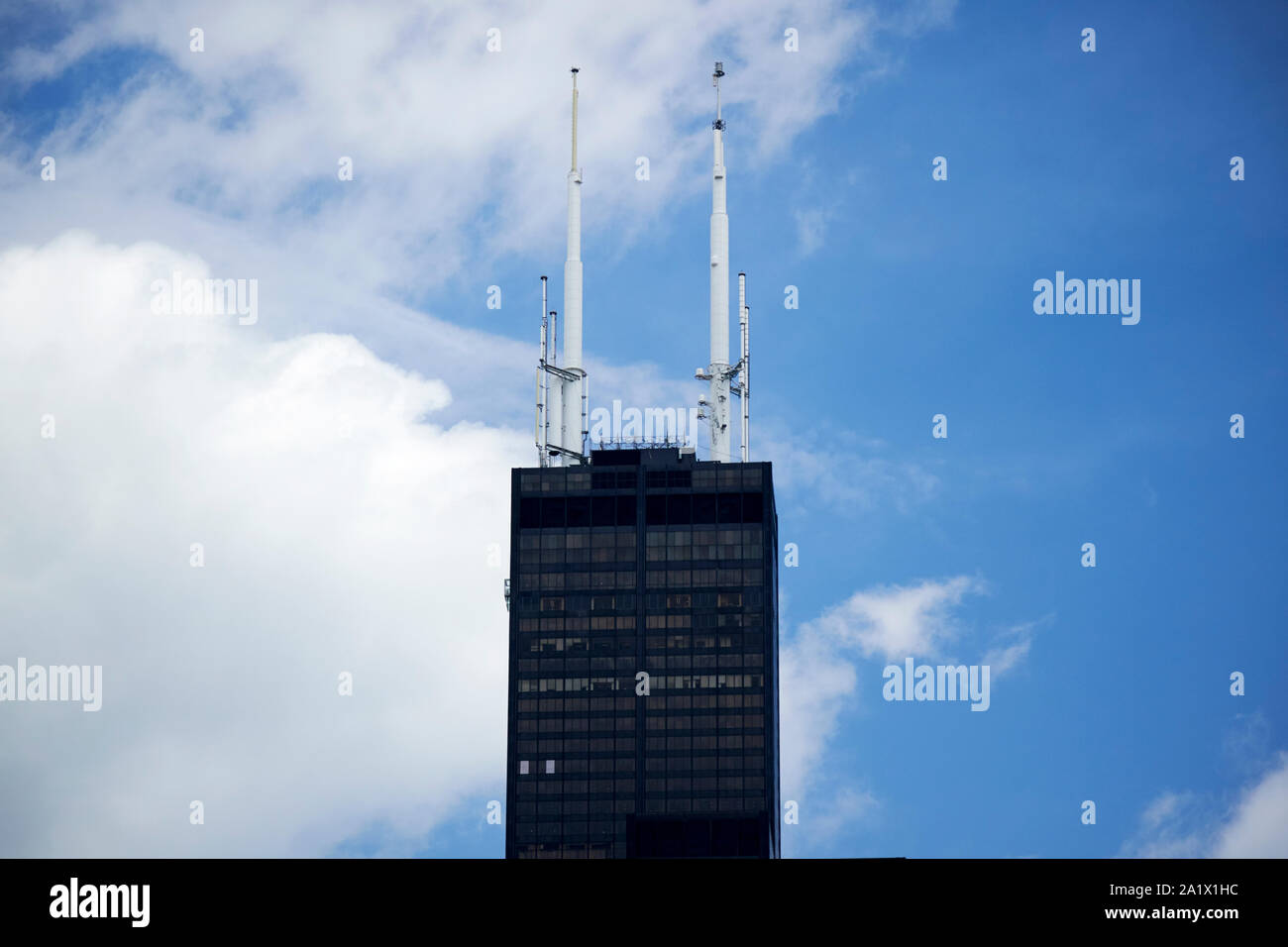 Tv- und FM-Rundfunk Anlage Antennen auf der Oberseite des Willis Tower in Chicago Illinois Vereinigte Staaten von Amerika Stockfoto