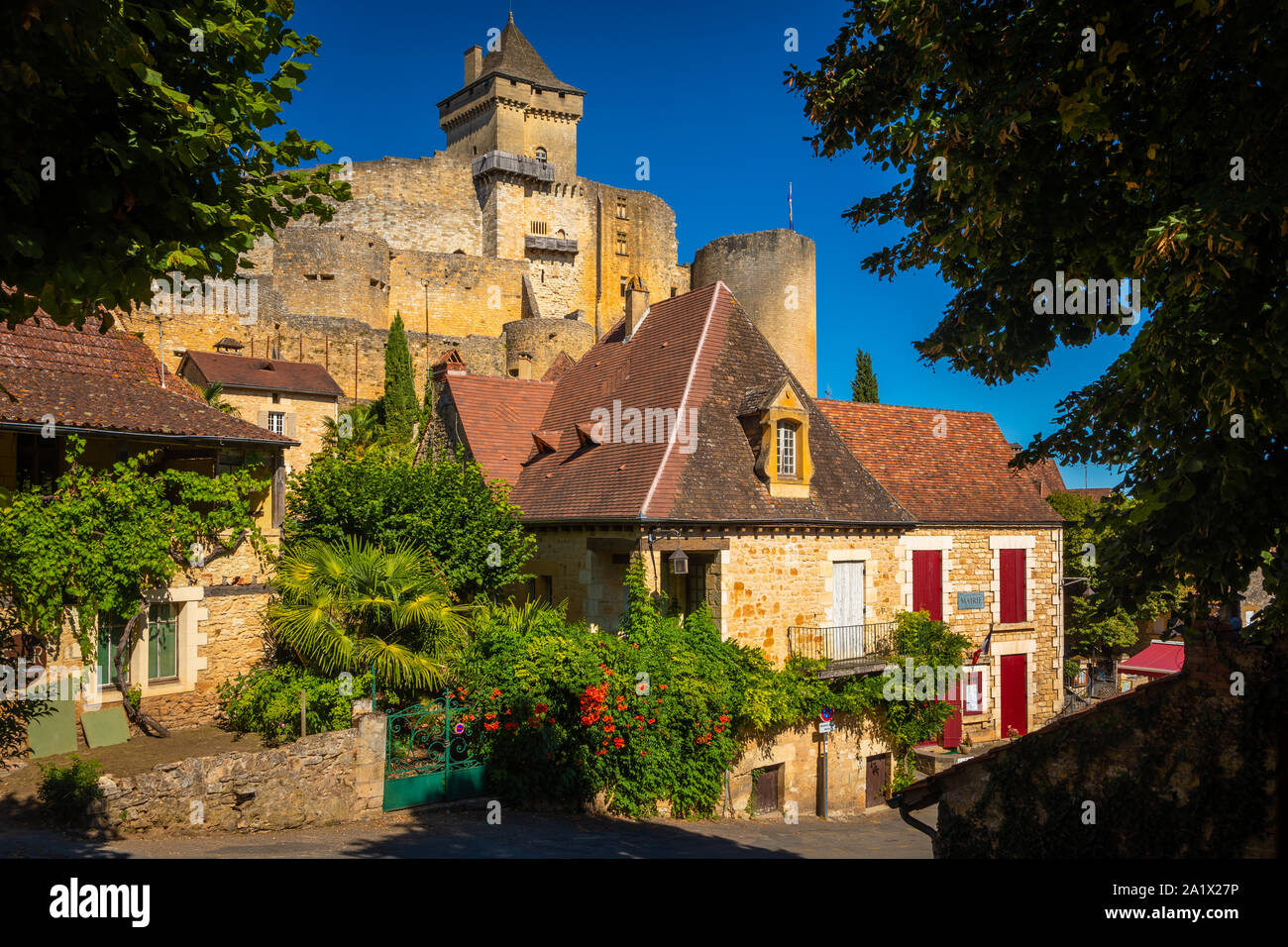 Castelnaud-la-Chapelle ist eine französische Gemeinde im Département Nouvelle-Aquitaine im Südwesten von Frankreich. Das Château de Castelnaud-la-Chapelle ist Stockfoto