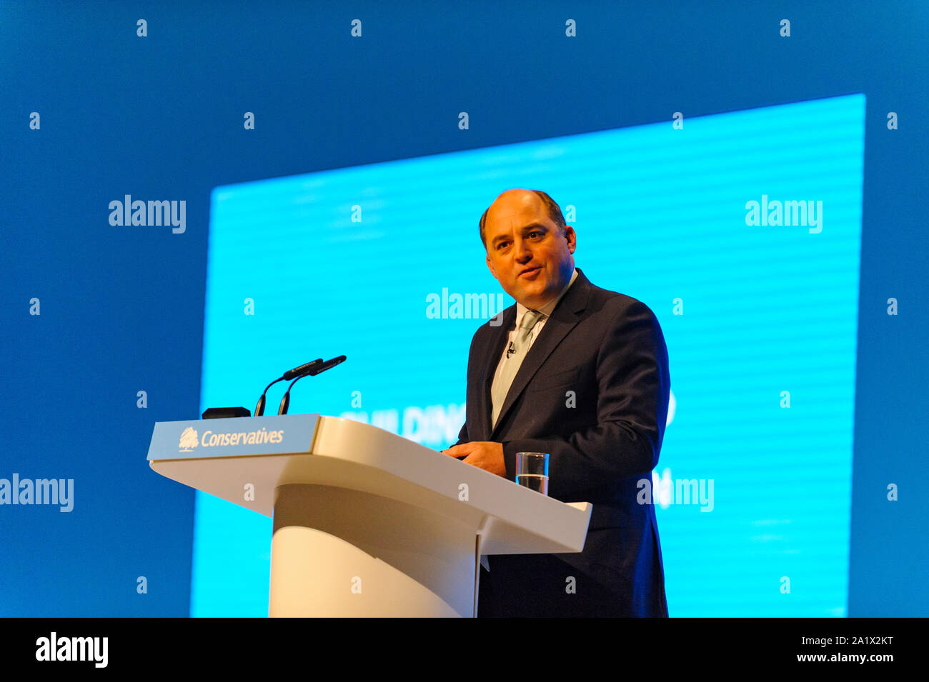 Manchester, Großbritannien. 29. September 2019. Staatssekretär für Verteidigung, die Rt Hon Ben Wallace MP, spricht am Tag 1 der 2019 Parteitag der Konservativen Partei in Manchester Central. Credit: Paul Warburton/Alamy leben Nachrichten Stockfoto