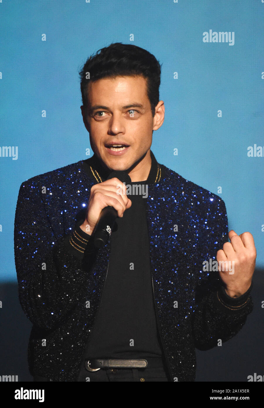 New York, NY, USA. 28 Sep, 2019. Rami Malek im 2019 Global Citizen Festival: Macht die Bewegung im Central Park in New York am 28. September 2019. Quelle: John Palmer/Medien Punch/Alamy leben Nachrichten Stockfoto