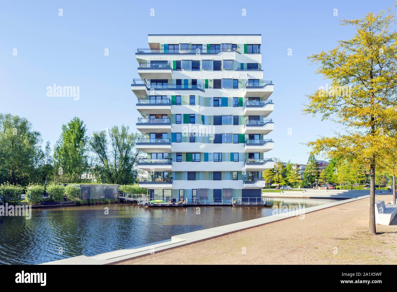 Wohnhaus WaterHouses, experimentelles Wohngebäude, Internationale Bauausstellung IBA Hamburg, Wilhelmsburg, Hamburg, Deutschland Stockfoto