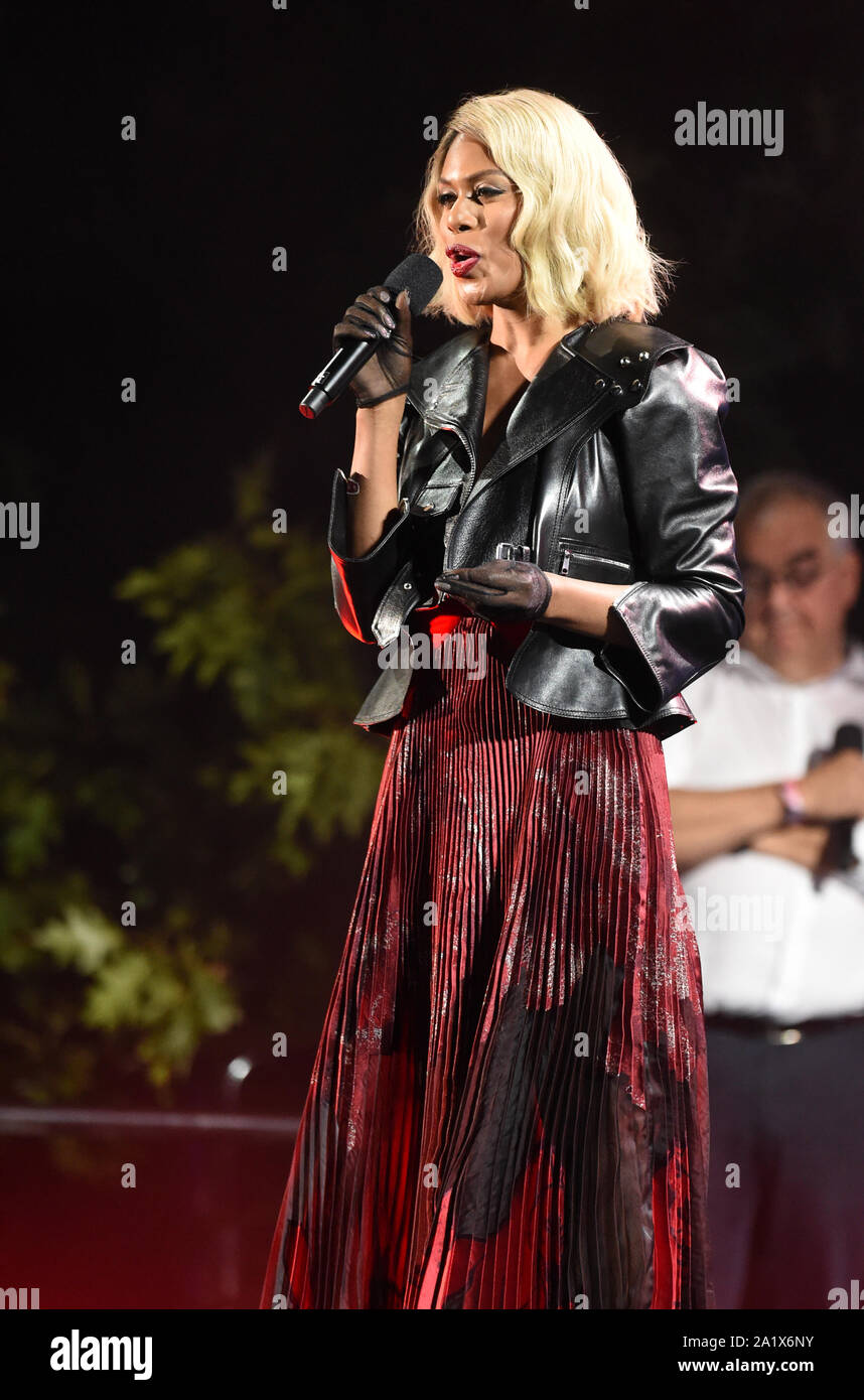 New York, NY, USA. 28 Sep, 2019. Laverne Cox an der 2019 Global Citizen Festival: Macht die Bewegung im Central Park in New York am 28. September 2019. Quelle: John Palmer/Medien Punch/Alamy leben Nachrichten Stockfoto