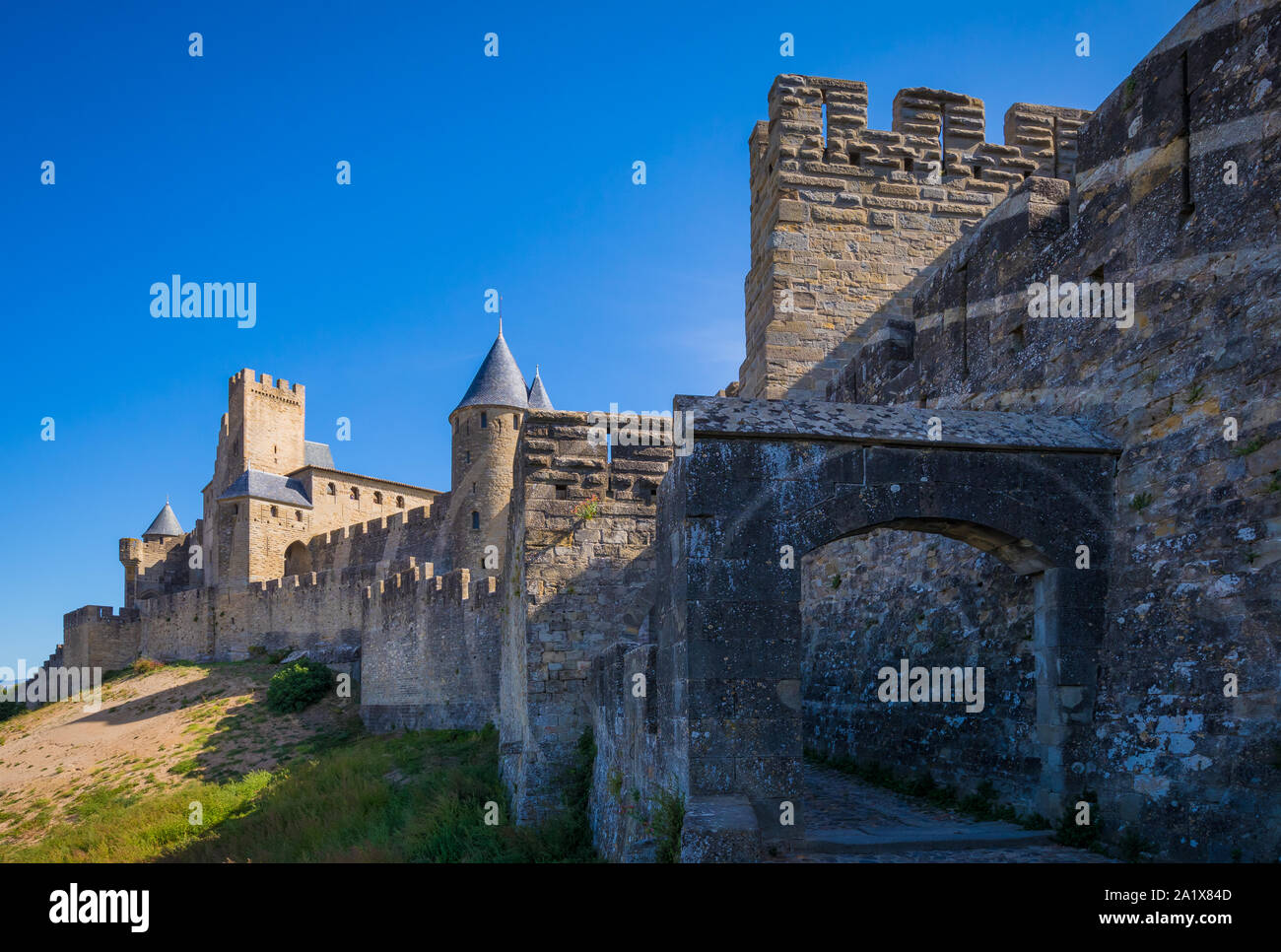 Carcassonne ist eine französische Stadt im Département Aude, in der Region von occitanie. Eine Präfektur, es hat eine Bevölkerung von etwa 50.000. Inha Stockfoto