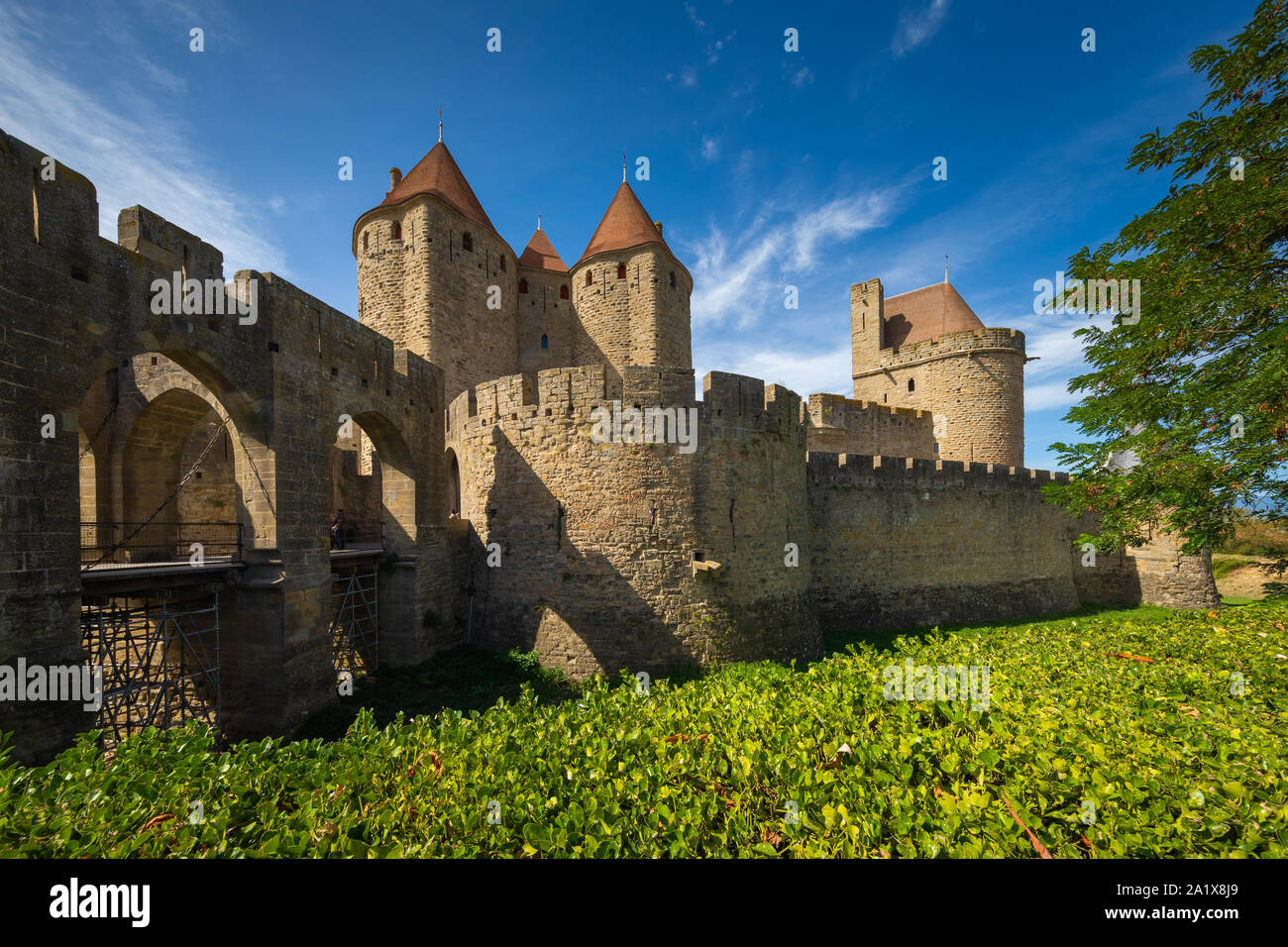 Carcassonne ist eine französische Stadt im Département Aude, in der Region von occitanie. Stockfoto